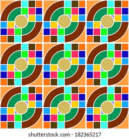 Circle and square colorful pattern. Vector seamless patterns can be used for wallpaper pattern fills and background.