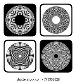 Circle in square design elements set. Vector art.