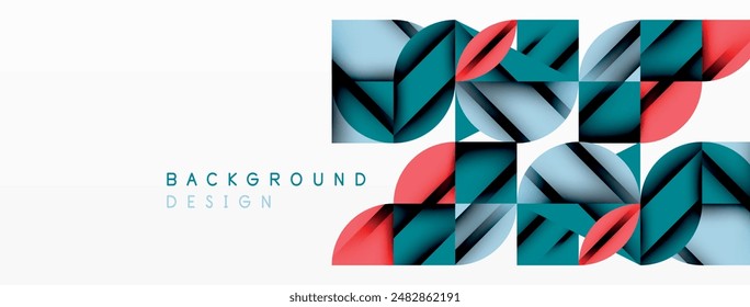 Circle, square and flower petal geometric background. Round shapes composition for wallpaper, banner, background or landing