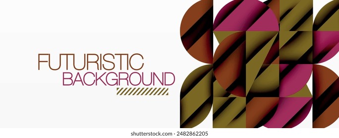 Circle, square and flower petal geometric background. Round shapes composition for wallpaper, banner, background or landing