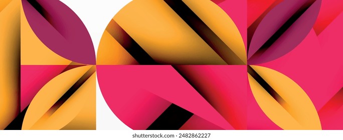Circle, square and flower petal geometric background. Round shapes composition for wallpaper, banner, background or landing