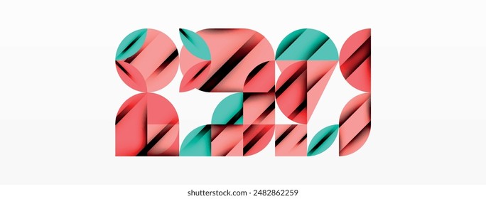 Circle, square and flower petal geometric background. Round shapes composition for wallpaper, banner, background or landing
