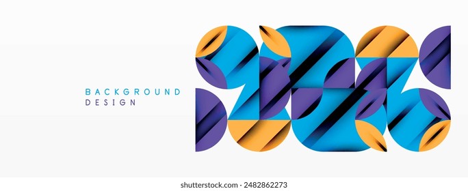 Fondo geométrico de círculo, cuadrado y pétalo de flor. Composición de Formas redondas para Fondo de pantalla, Anuncio, fondo o aterrizaje