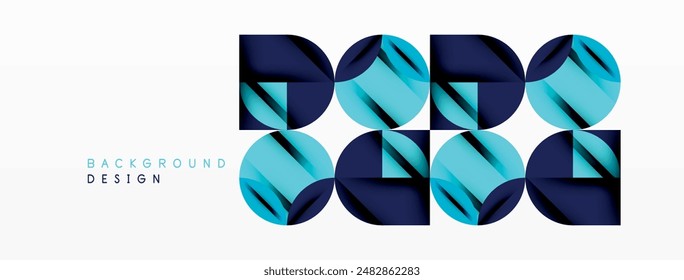 Circle, square and flower petal geometric background. Round shapes composition for wallpaper, banner, background or landing