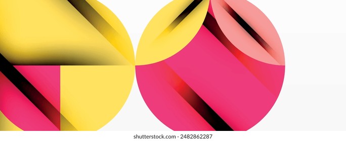 Kreis, Quadrat und Blütenblatt geometrischer Hintergrund. Runde Formen für Bildschirmhintergrund, Banner, Hintergrund oder Landung