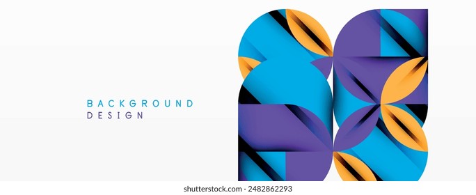 Circle, square and flower petal geometric background. Round shapes composition for wallpaper, banner, background or landing
