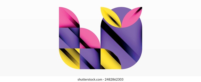 Fondo geométrico de círculo, cuadrado y pétalo de flor. Composición de Formas redondas para Fondo de pantalla, Anuncio, fondo o aterrizaje