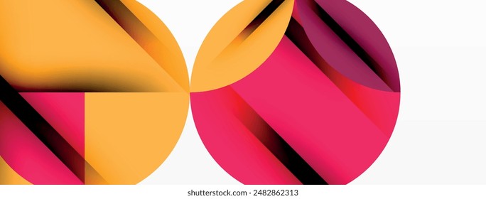 Circle, square and flower petal geometric background. Round shapes composition for wallpaper, banner, background or landing