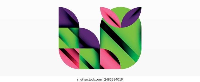 Circle, square and flower petal geometric background. Round shapes composition for wallpaper, banner, background or landing
