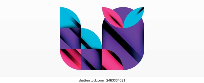 Circle, square and flower petal geometric background. Round shapes composition for wallpaper, banner, background or landing