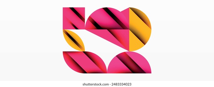 Fondo geométrico de círculo, cuadrado y pétalo de flor. Composición de Formas redondas para Fondo de pantalla, Anuncio, fondo o aterrizaje