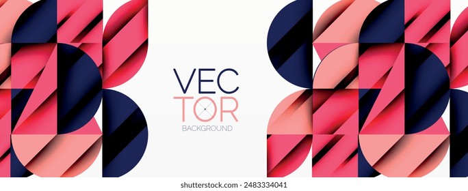 Circle, square and flower petal geometric background. Round shapes composition for wallpaper, banner, background or landing