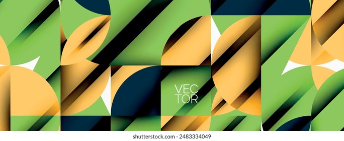 Kreis, Quadrat und Blütenblatt geometrischer Hintergrund. Runde Formen für Bildschirmhintergrund, Banner, Hintergrund oder Landung