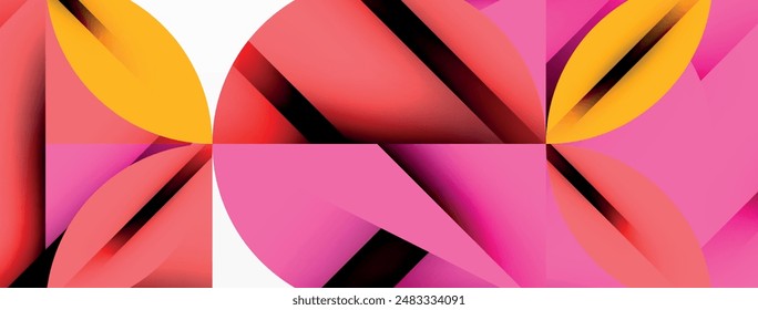 Circle, square and flower petal geometric background. Round shapes composition for wallpaper, banner, background or landing