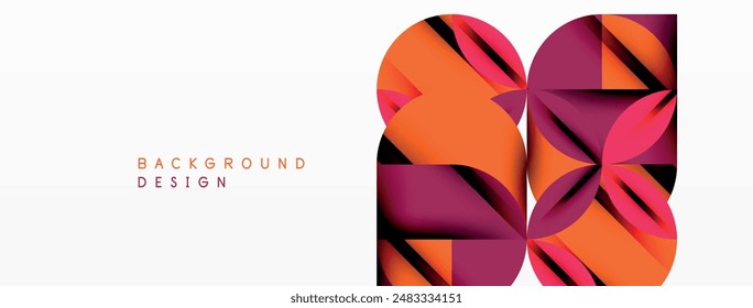 Circle, square and flower petal geometric background. Round shapes composition for wallpaper, banner, background or landing