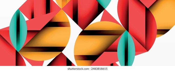 Circle, square and flower petal geometric background. Round shapes composition for wallpaper, banner, background or landing