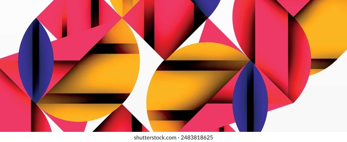 Circle, square and flower petal geometric background. Round shapes composition for wallpaper, banner, background or landing