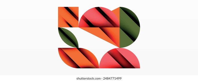 Circle, square and flower petal geometric background. Round shapes composition for wallpaper, banner, background or landing