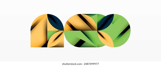 Kreis, Quadrat und Blütenblatt geometrischer Hintergrund. Runde Formen für Bildschirmhintergrund, Banner, Hintergrund oder Landung