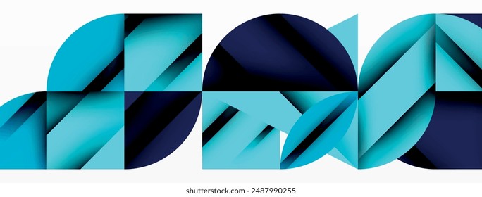 Kreis, Quadrat und Blütenblatt geometrischer Hintergrund. Runde Formen für Bildschirmhintergrund, Banner, Hintergrund oder Landung