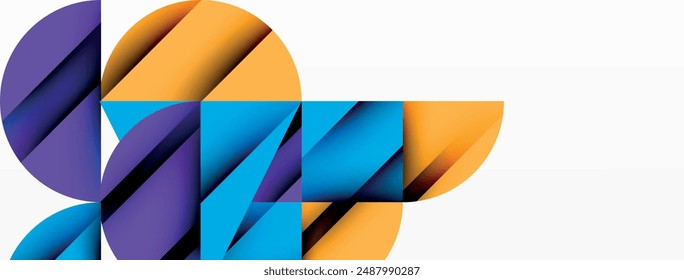 Circle, square and flower petal geometric background. Round shapes composition for wallpaper, banner, background or landing