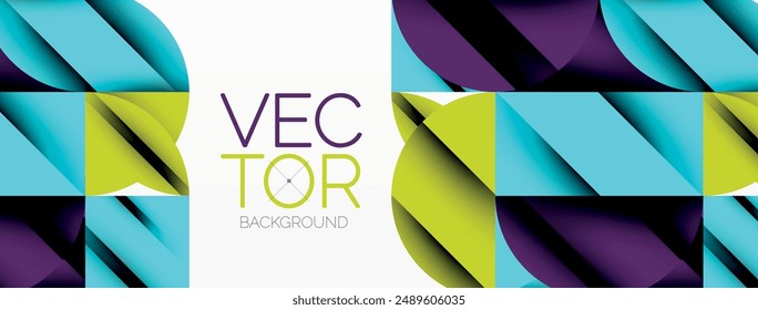 Circle, square and flower petal geometric background. Round shapes composition for wallpaper, banner, background or landing