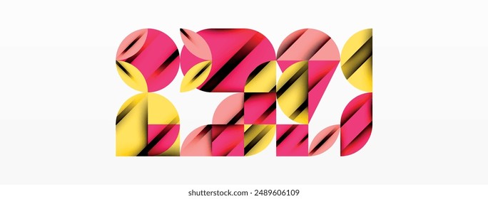 Circle, square and flower petal geometric background. Round shapes composition for wallpaper, banner, background or landing