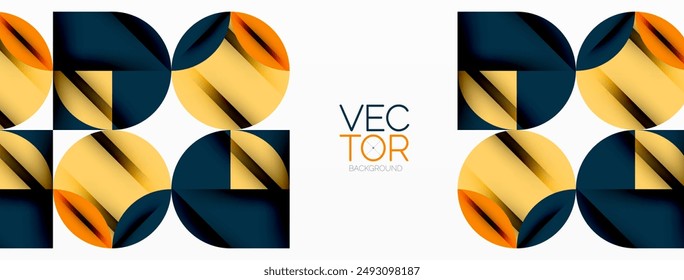 Circle, square and flower petal geometric background. Round shapes composition for wallpaper, banner, background or landing