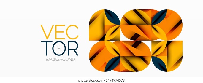 Circle, square and flower petal geometric background. Round shapes composition for wallpaper, banner, background or landing