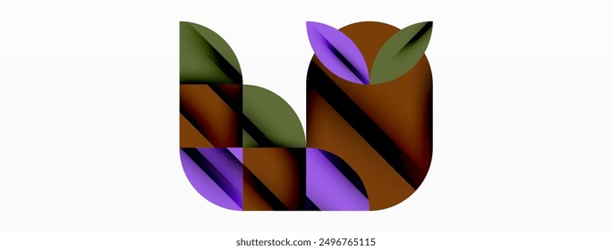 Circle, square and flower petal geometric background. Round shapes composition for wallpaper, banner, background or landing