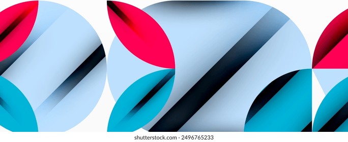 Circle, square and flower petal geometric background. Round shapes composition for wallpaper, banner, background or landing