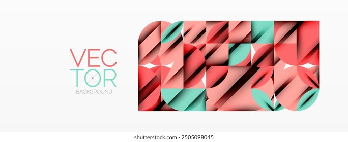 Circle, square and flower petal geometric background. Round shapes composition for wallpaper, banner, background or landing