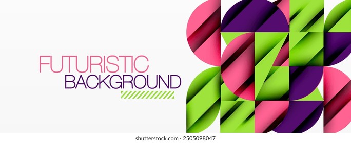 Circle, square and flower petal geometric background. Round shapes composition for wallpaper, banner, background or landing