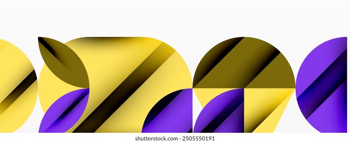 Circle, square and flower petal geometric background. Round shapes composition for wallpaper, banner, background or landing