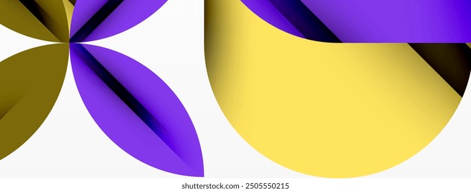 Circle, square and flower petal geometric background. Round shapes composition for wallpaper, banner, background or landing