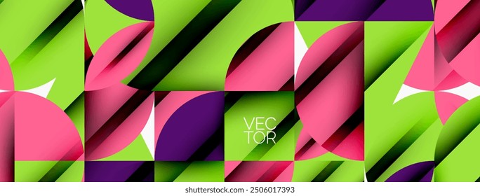 Fondo geométrico de círculo, cuadrado y pétalo de flores. Composición de Formas redondas para Fondo de pantalla, Anuncio, fondo o aterrizaje