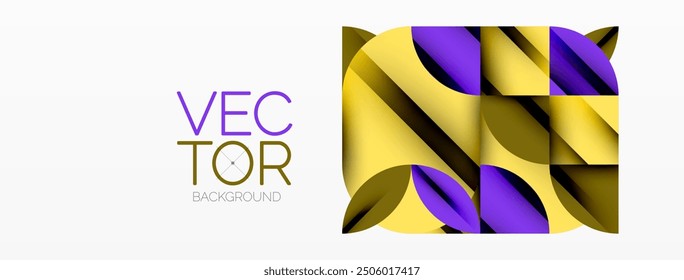 Circle, square and flower petal geometric background. Round shapes composition for wallpaper, banner, background or landing