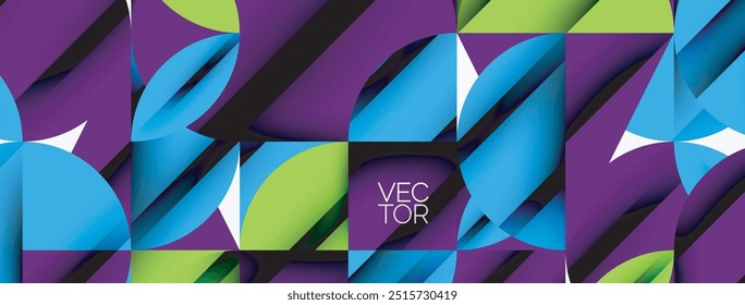 Circle, square and flower petal geometric background. Round shapes composition for wallpaper, banner, background or landing