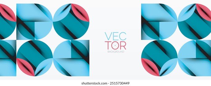 Kreis, Quadrat und Blume Blütenblatt geometrischen Hintergrund. Runde Formen Zusammensetzung für Tapete, Banner, Hintergrund oder Landung
