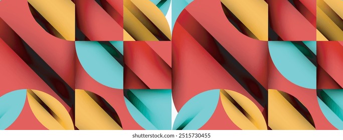 Kreis, Quadrat und Blume Blütenblatt geometrischen Hintergrund. Runde Formen Zusammensetzung für Tapete, Banner, Hintergrund oder Landung