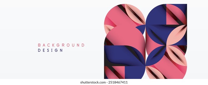 Circle, square and flower petal geometric background. Round shapes composition for wallpaper, banner, background or landing