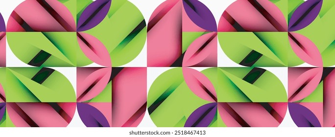 Circle, square and flower petal geometric background. Round shapes composition for wallpaper, banner, background or landing