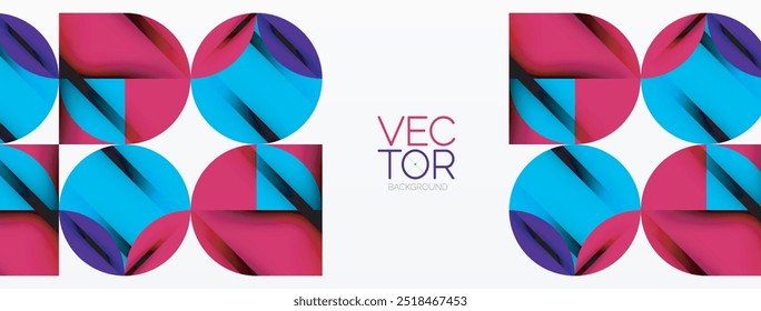 Circle, square and flower petal geometric background. Round shapes composition for wallpaper, banner, background or landing