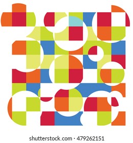 Circle and square geometric abstract background, colorful business or technology design for web on white with sample text