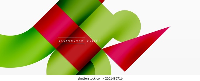 Circle and square geometric background. Round shapes with squares and triangles composition for wallpaper, banner, background or landing