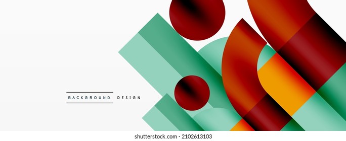 Circle and square geometric background. Round shapes with squares and triangles composition for wallpaper, banner, background or landing