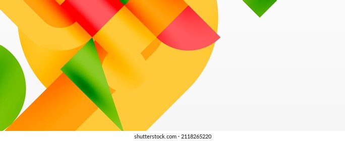 Circle and square geometric background. Round shapes with squares and triangles composition for wallpaper, banner, background or landing