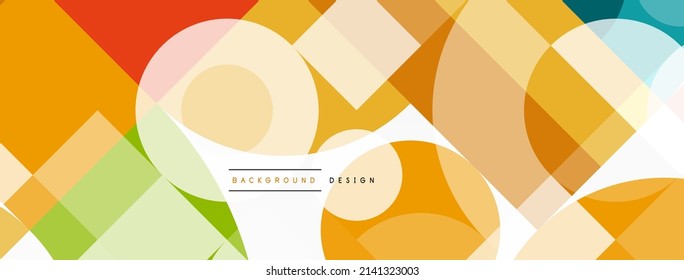 Fondo geométrico circular y cuadrado. Formas redondeadas con cuadrado y composición triángulos para papel de pared, pancarta, fondo o aterrizaje