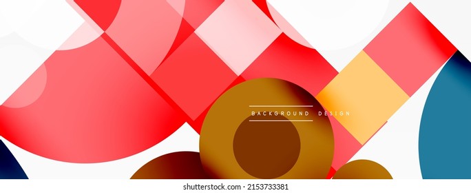 Circle and square geometric background. Round shapes with squares and triangles composition for wallpaper, banner, background or landing