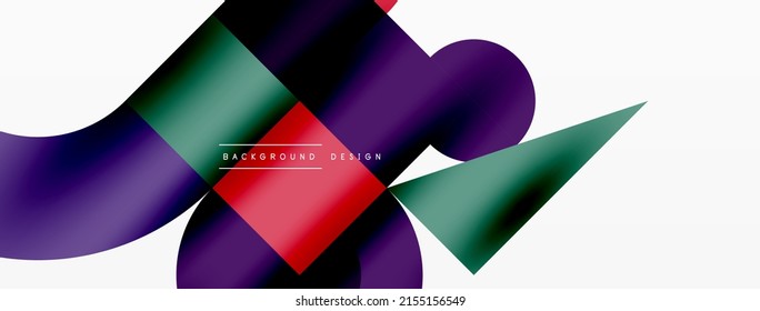 Circle and square geometric background. Round shapes with squares and triangles composition for wallpaper, banner, background or landing